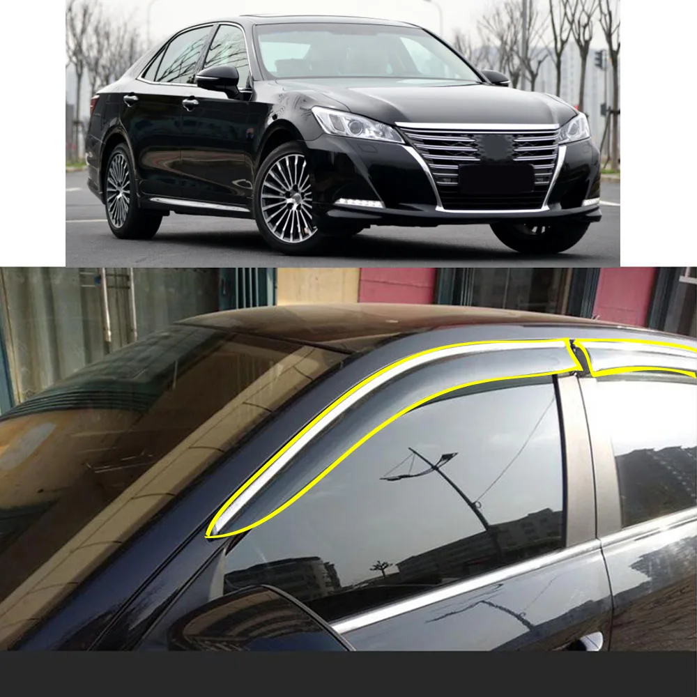 

Car Sticker Plastic Window Glass Wind Visor Rain/Sun Guard Vent For TOYOTA Crown 14th 2015 2016 2017 2018 2019 2020 2021