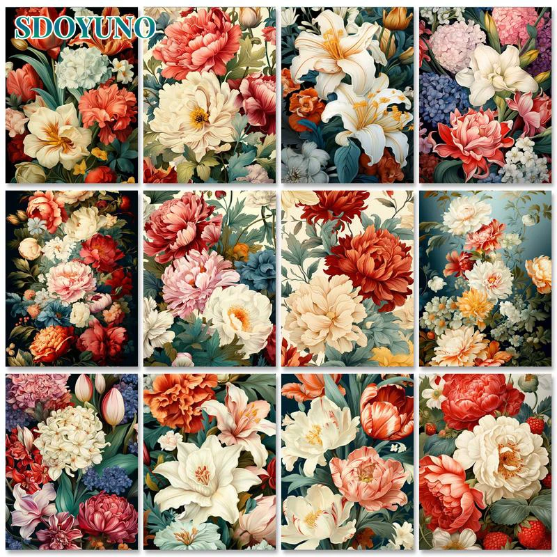 

SDOYUNO Painting By Numbers Beautiful Flowers DIY Home Decor Wall Art Pictures By Number For Adults Children Handiwork Art