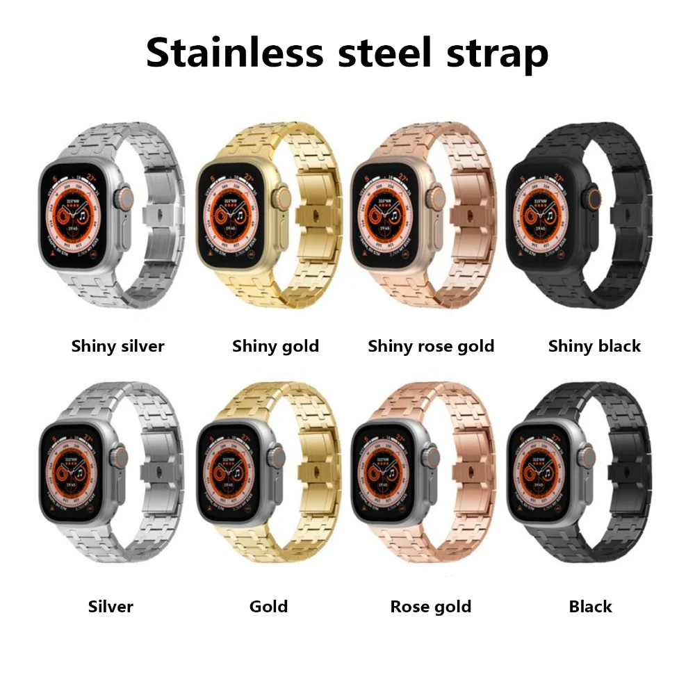 Luxry Men Strap for Apple Watch Band Ultra 49mm 8 7 45mm 41mm Steel Bracelet for IWatch 6 5 4 SE 40mm 44mm 38mm 42mm Wristband