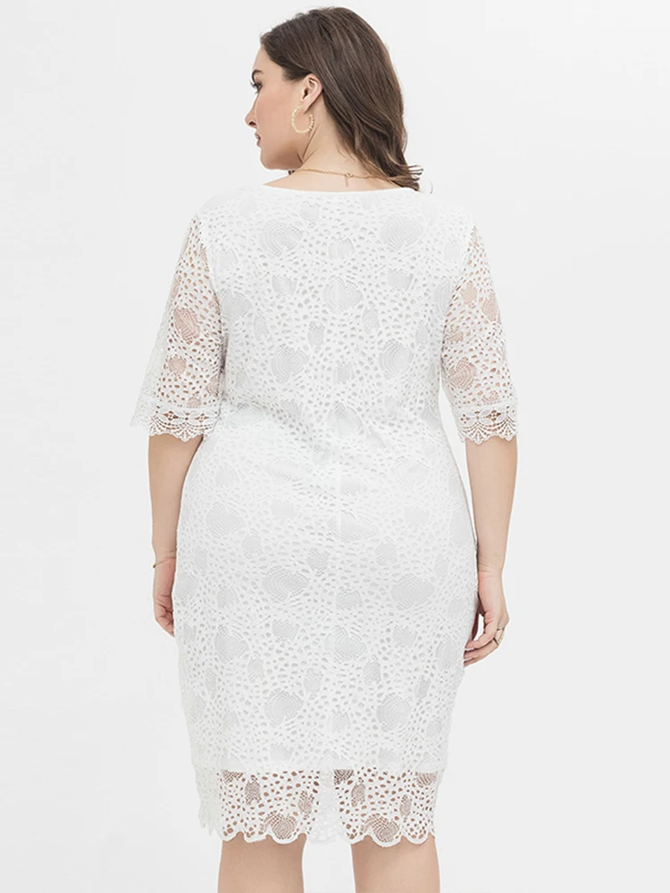 Plus Size For Women Clothing 2022 Summer Casual Short Sleeve V Neck Dress Fashion Women's Elegant Lace Wedding Dresses