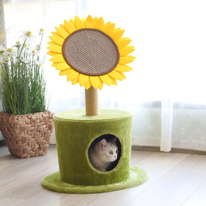 

Cat Scratcher Sunflower Cat House Wooden Cat Climbing Frame Sisal Grinding Claw Cat Scratching Board Cat Supplies