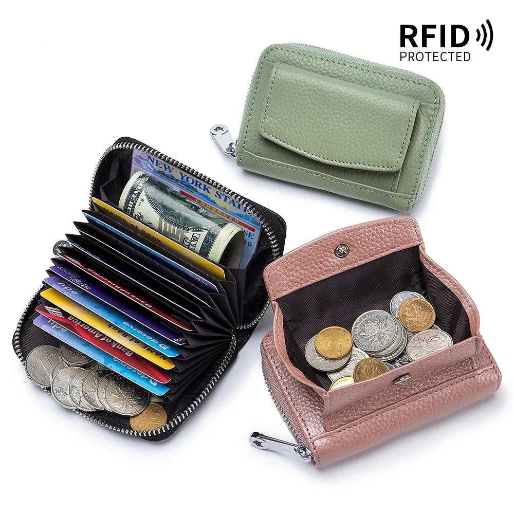 

Women's Wallet Small Genuine Leather Purse Women Wallets RFID Cards Holders Short Women Coin Purse Small Ladies Wallet Money Bag