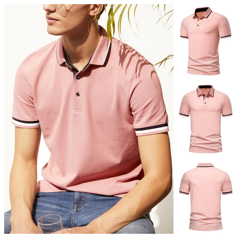 

Cheap!2023 Summer Men's New Polo Shirt Solid Half Open Neck T-shirts Business Casual Breathable High Quality Short Sleeve Tees