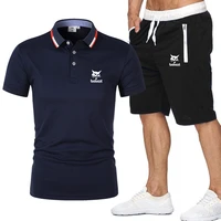summer mens sets bobcat logo polo shirtpants two piece mens casual sports suit sportswear pure cotton fashion men clothing