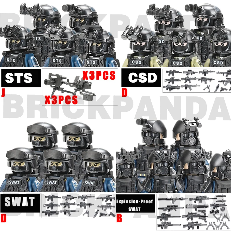 

Modern Military SWAT Building Blocks Police Army Soldiers Figures Weapons Vest Equipment Guns Special Forces Bricks Toys Boys