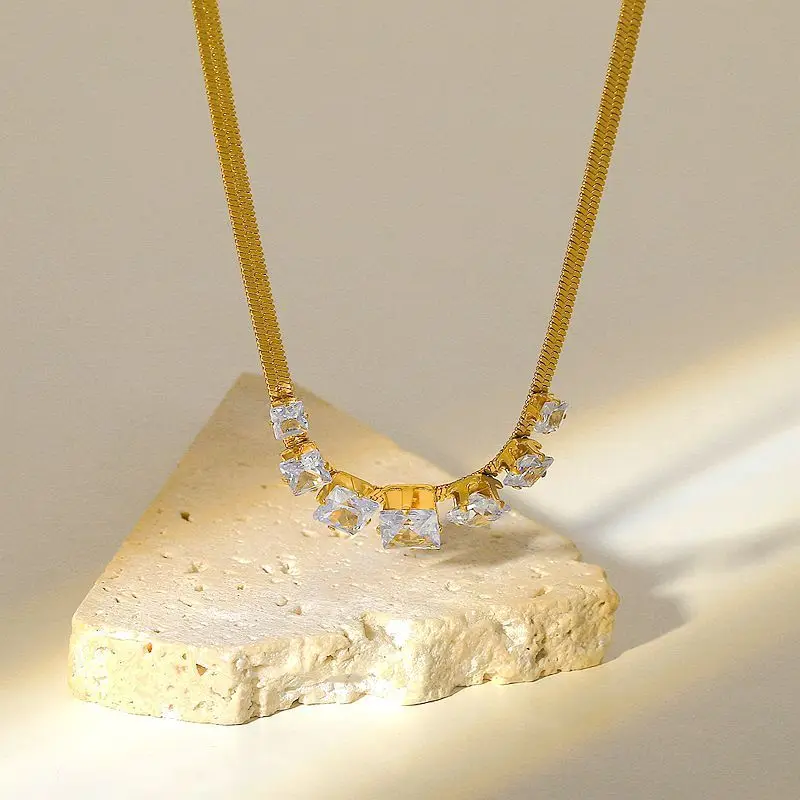 

Square Zircon Blade Snake Chain Fashion Necklace Gift For Women Sexy Accessories And Jewelry Trend 2022 New Punk Free Shipping