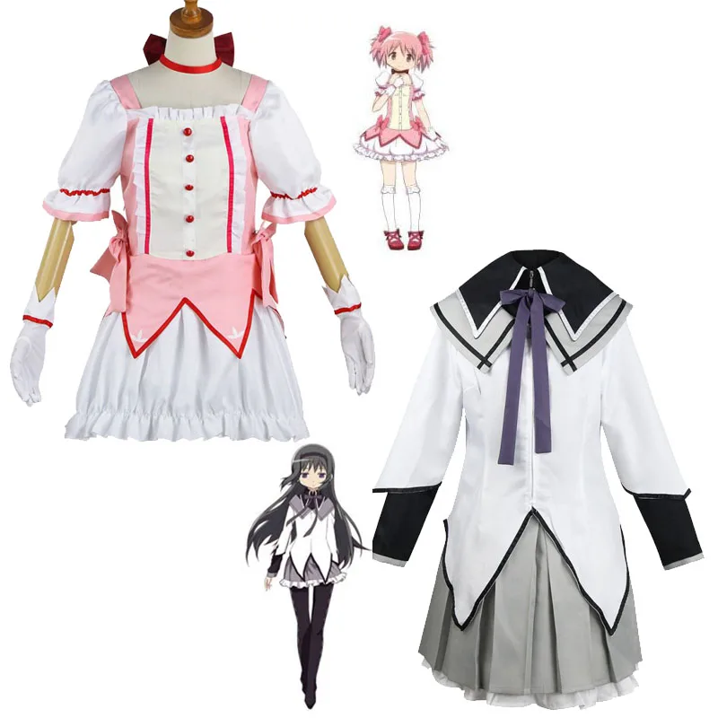 

Puella Magi Madoka Magica Akemi Homura Cosplay Costume Kaname Madoka Dresses Girl's Combat Uniform Suits and Accessories