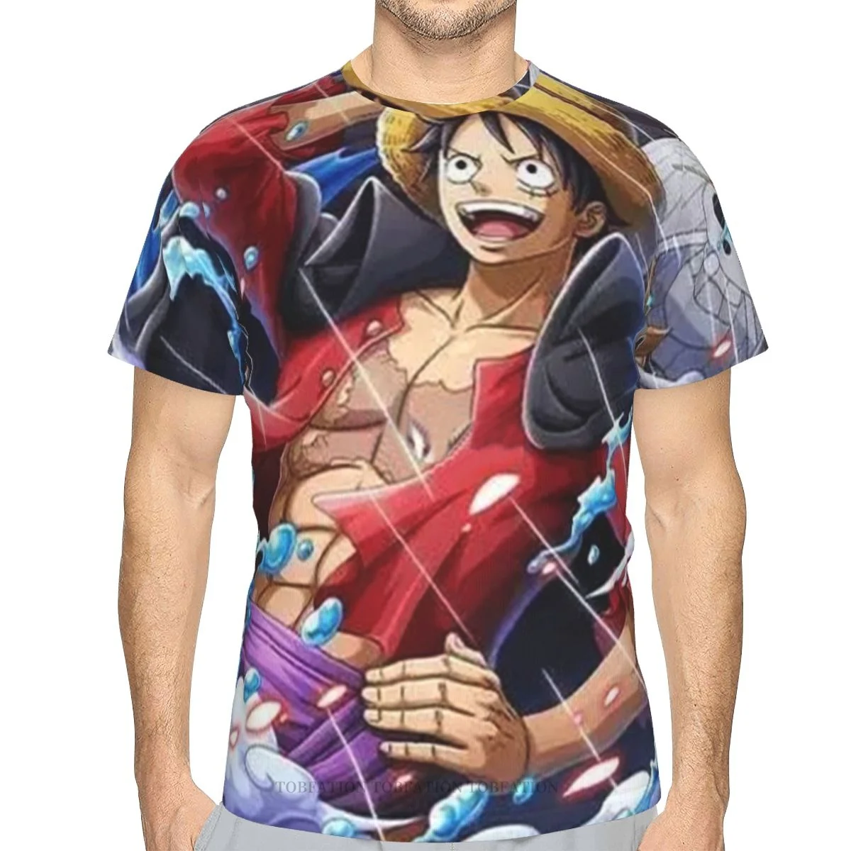 

Футболка Luffy для мужчин и женщин, цельный топ из полиэстера с 3D принтом манги, для спортзала, с коротким рукавом, уличная одежда в стиле Харад...