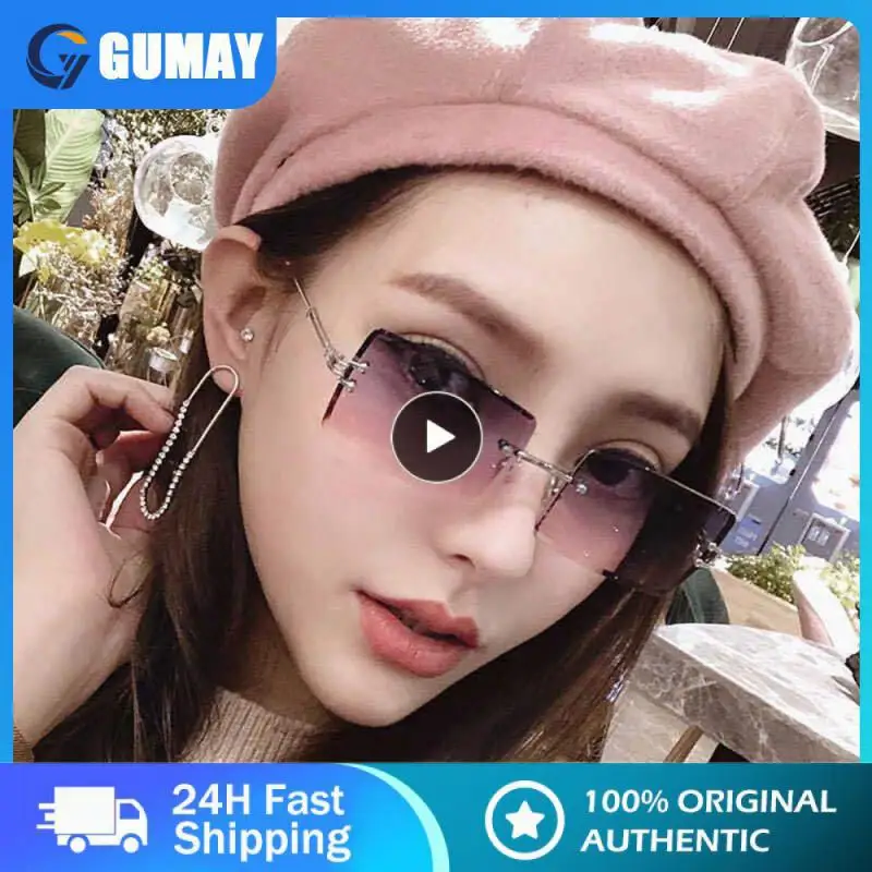 

1~8PCS Fashion Popular Rimless Small Rectangle Sunglasses Women Men 2020 Shades Alloy Metal Glasses UV400 Eyewear