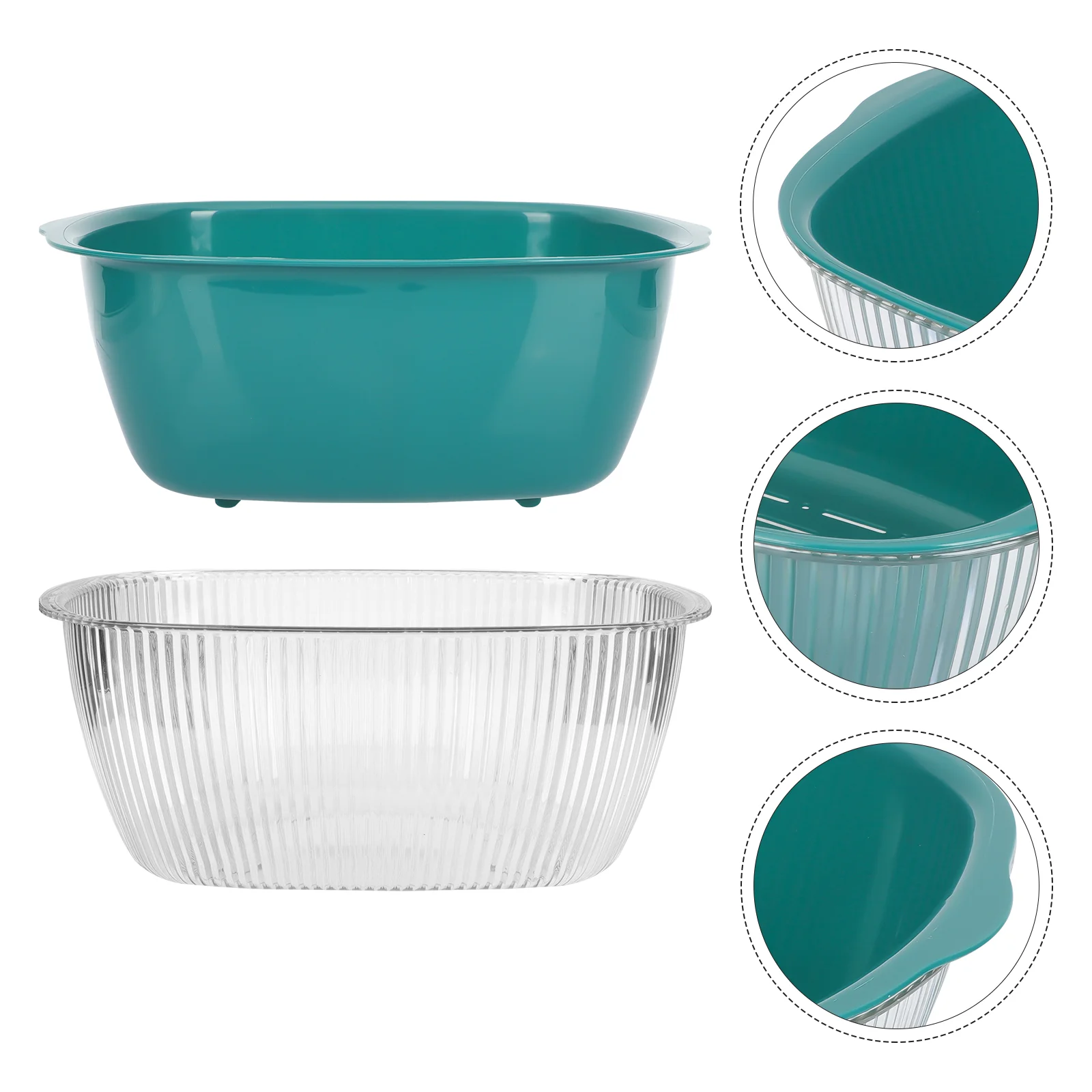 

1 Set Vegetable Washing Basket Kitchen Draining Basket Double-layer Drain Basket for Home