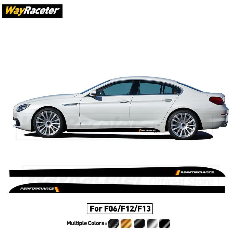 

2 Pcs M Performance Decal Carbon Fiber Vinyl Door Side Stripe Skirt Sticker For BMW 6 Series F06 650i F12 F13 640i 640d 2011+