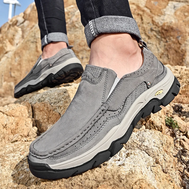 HIKEUP Hiking Patent Model Four Seasons Head Leather Frosted Casual Shoes Men's Walking Shoes Winter Boots Men's Hiking