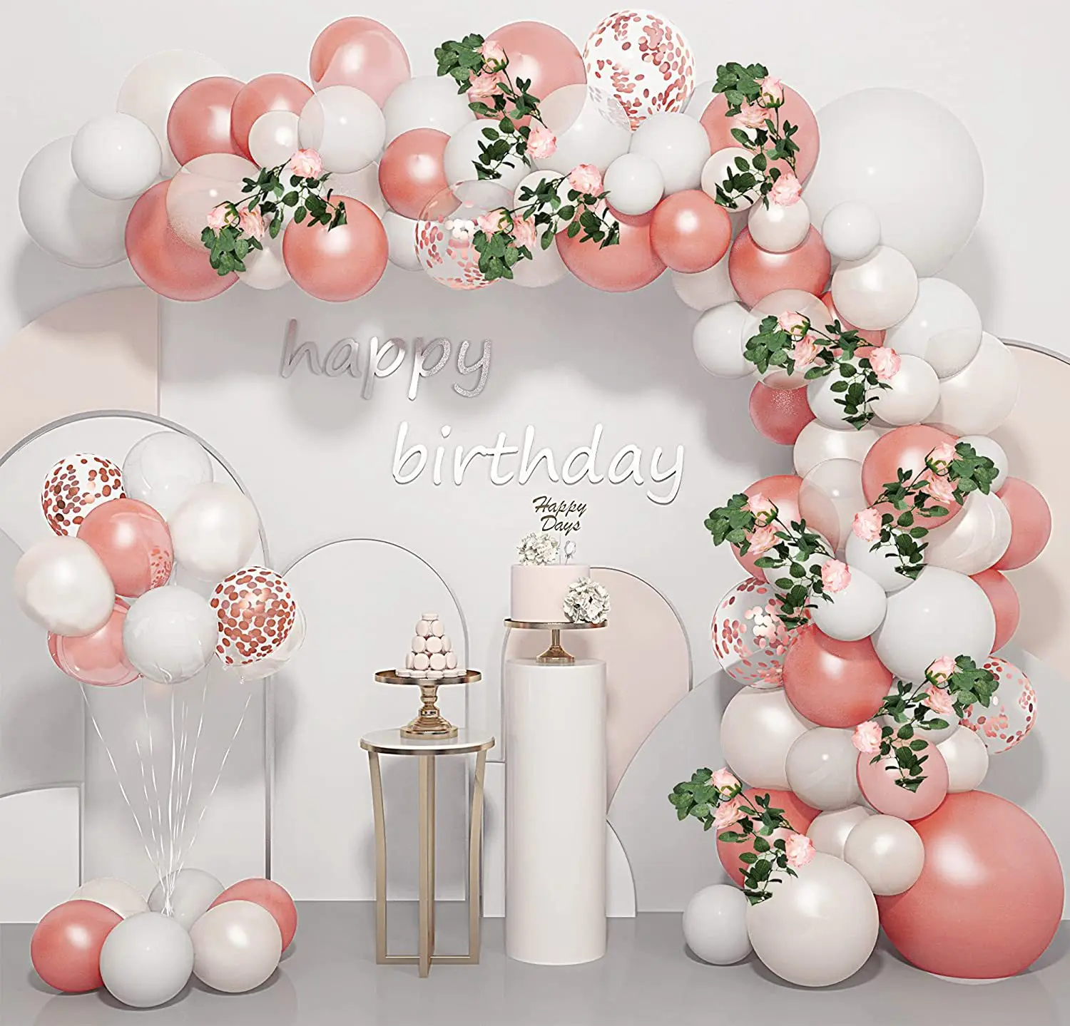 

Rose Gold Birthday Party Theme Balloon Garland Arches Kit Wedding Scene Arrangement Kit balloons gold party decorations