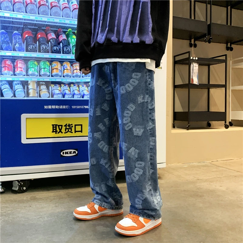Men's Jeans Spring New Trend Fashion Brand Men's Pants Loose Straight Wide-Leg Harajuku Style Casual Long Pants