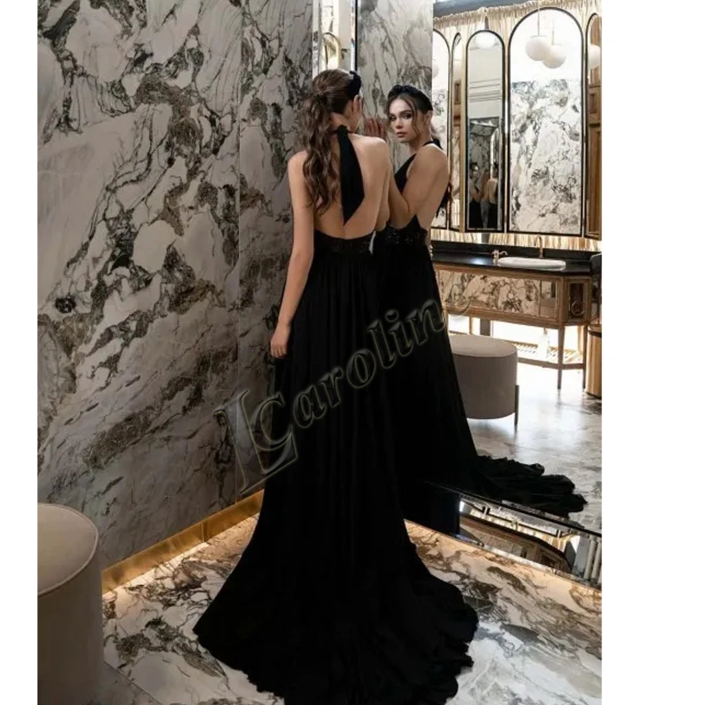 

Caroline Sexy Backless Velour Sleeveless Sequined Bling Evening Dress For Women Prom Gowns Party Custom Made Vestido De Fiesta