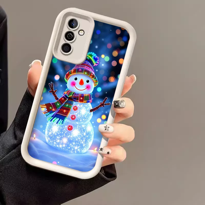 Фото Зимний рождественский чехол для телефона с милым узором снеговика для Samsung Galaxy S25 S24 FE S23 S22 S21 Plus Note 20 Ultra 5G Soft Cover Y2K №3