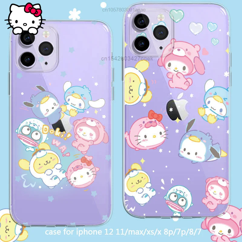 

Sanrio Cute Hello Kitty Cinnamoroll My Melody Transparent Case For Iphone 13 11 12 Pro Max Xs Xr X Clear Luxury Women Girl Y2k