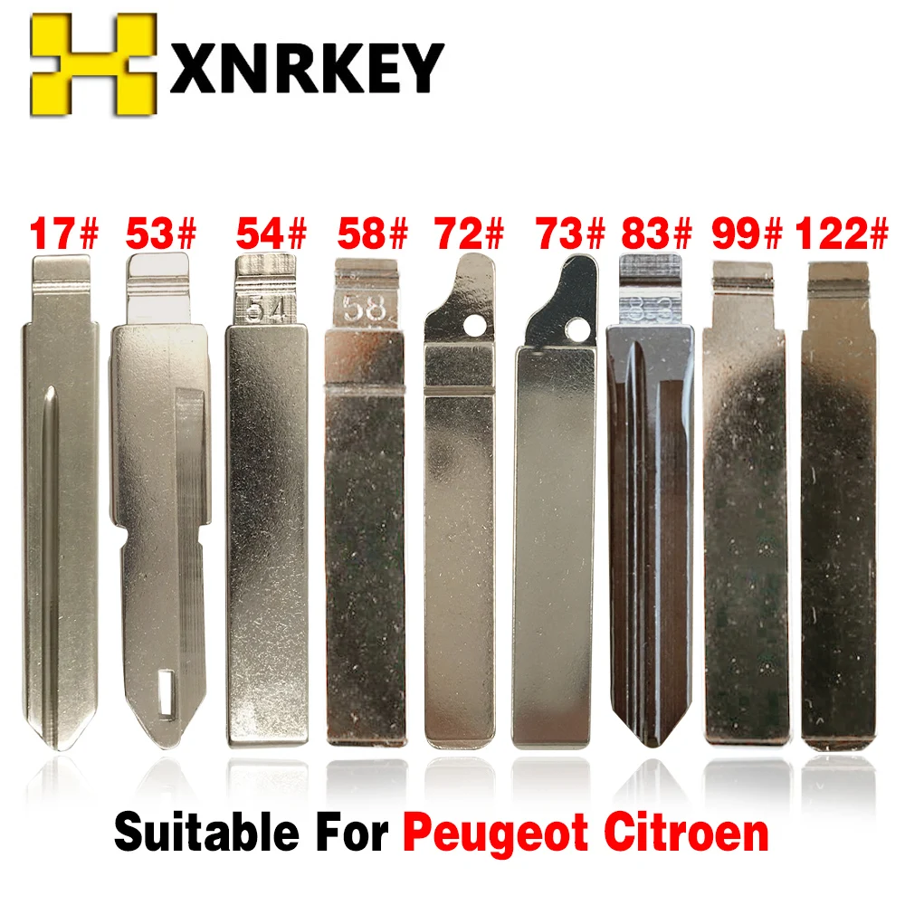 

XNRKEY #17 #53 #54 #58 #72 #73 #83 #99 #122 Metal Blank Uncut Flip Remote Key Blade for Peugeot 301/307/308/408 Citroen C3/C4L