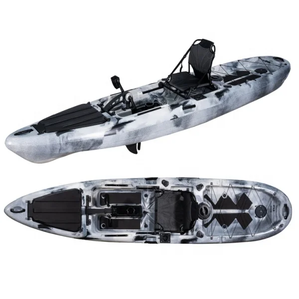 Фото Каяк LSF 13 футов (3,96 м) из HDPE с педальным приводом, одноместный, из ПВХ, ненадувной, для рыбалки, с аксессуарами, для одного гребца, длина 4 м №2