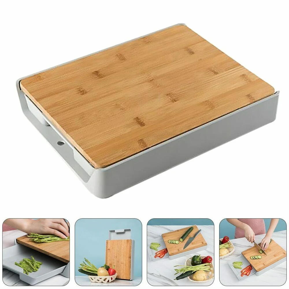 

Экологичная домашняя кухонная бамбуковая разделочная доска с пластиковым ящиком разделочная доска кухонные аксессуары