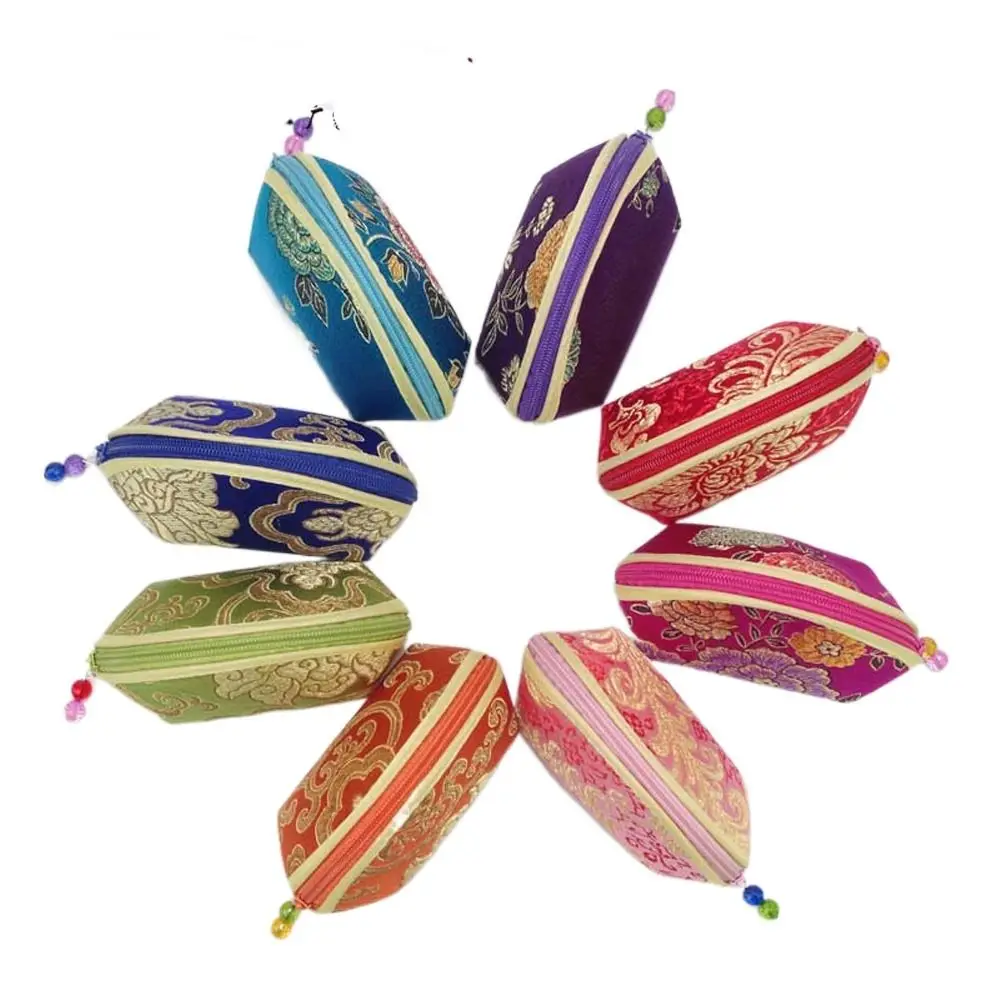 

Сумка на молнии с вышивкой благоприятное облако, разноцветные ювелирные изделия, женская сумка для хранения ювелирных изделий в китайском стиле, сумка-кошелек