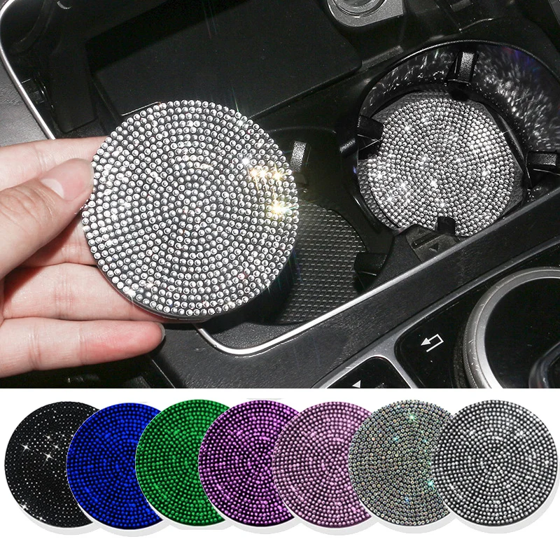 

Universal Car CZ Diamond Coaster Water Cup Slot Non-Slip Mat Silica Pad Bling Cup Holder Mat Auto Interior Decoration Accessorie
