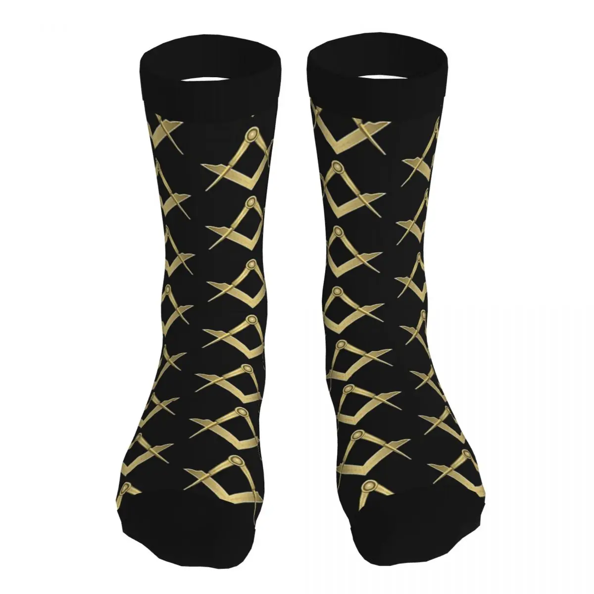 

Freemasonry Symbol Pattern Thick Contrast Color Socks For Men 5% Spandex Casual Middle Tube Winter Party