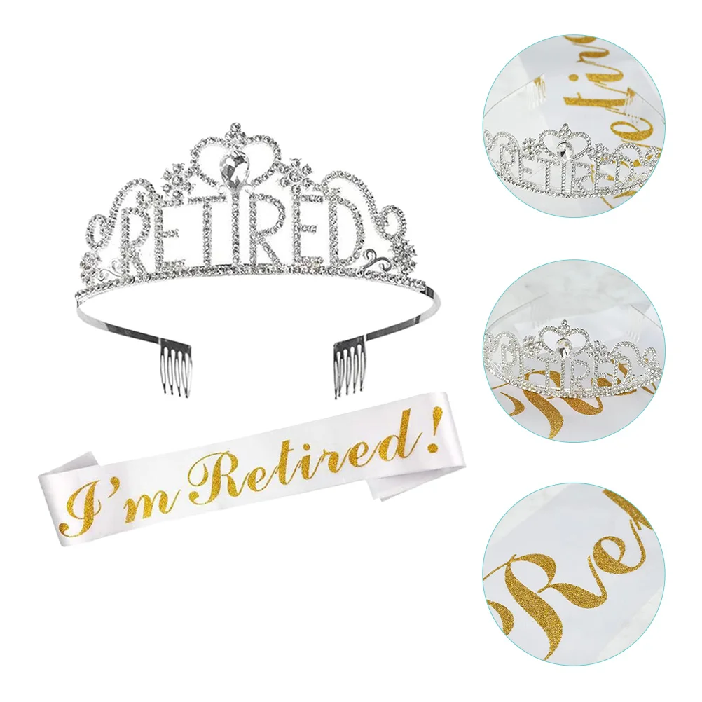 

Retirement Party Retired Sash Tiara Women Set Andgifts Decor Decorations Officially Decoration Favors Rhinestone Iaccessories
