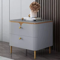 Nordic Luxury Bedside Table Simple Modern Double Drawers Small Storage Cabinet Nightstands For Bedroom Bondage Furniture HY50BT