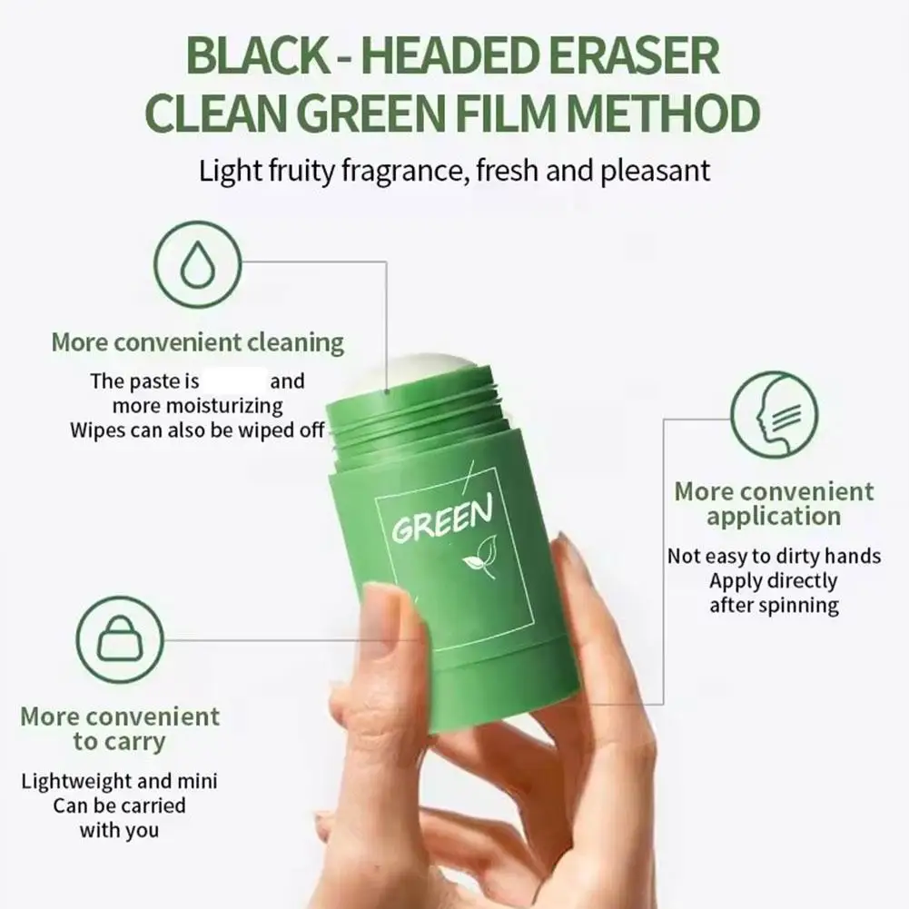 Твердая маска для лица с зеленым чаем чистая палочка удаление черных точек