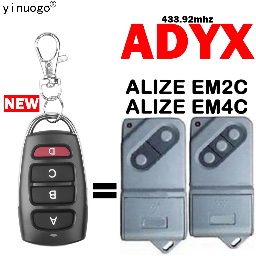 

ADYX ALIZE EM2C ADYX ALIZE EM4C Garage Door Remote Control 433mhz Fixed Code Clone Garage Door Opener Wireless Transmitter