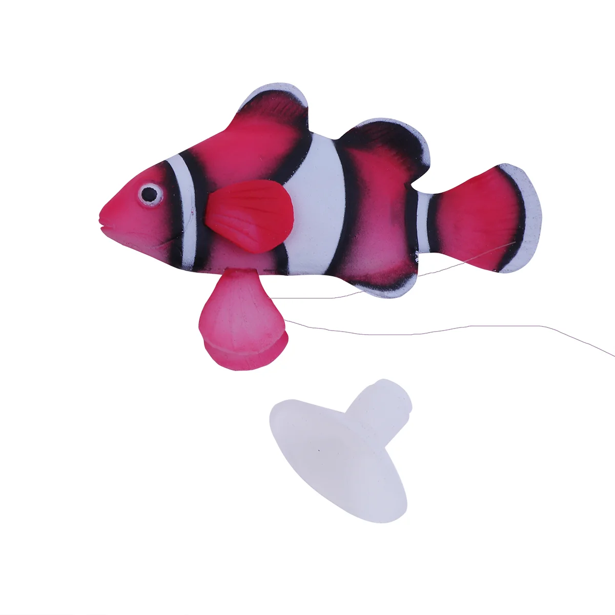 

1PC Artificial Clownfish Silicone Fish Floating Landscape for Fish Tank Aquarium Ornament Decoration (Red)
