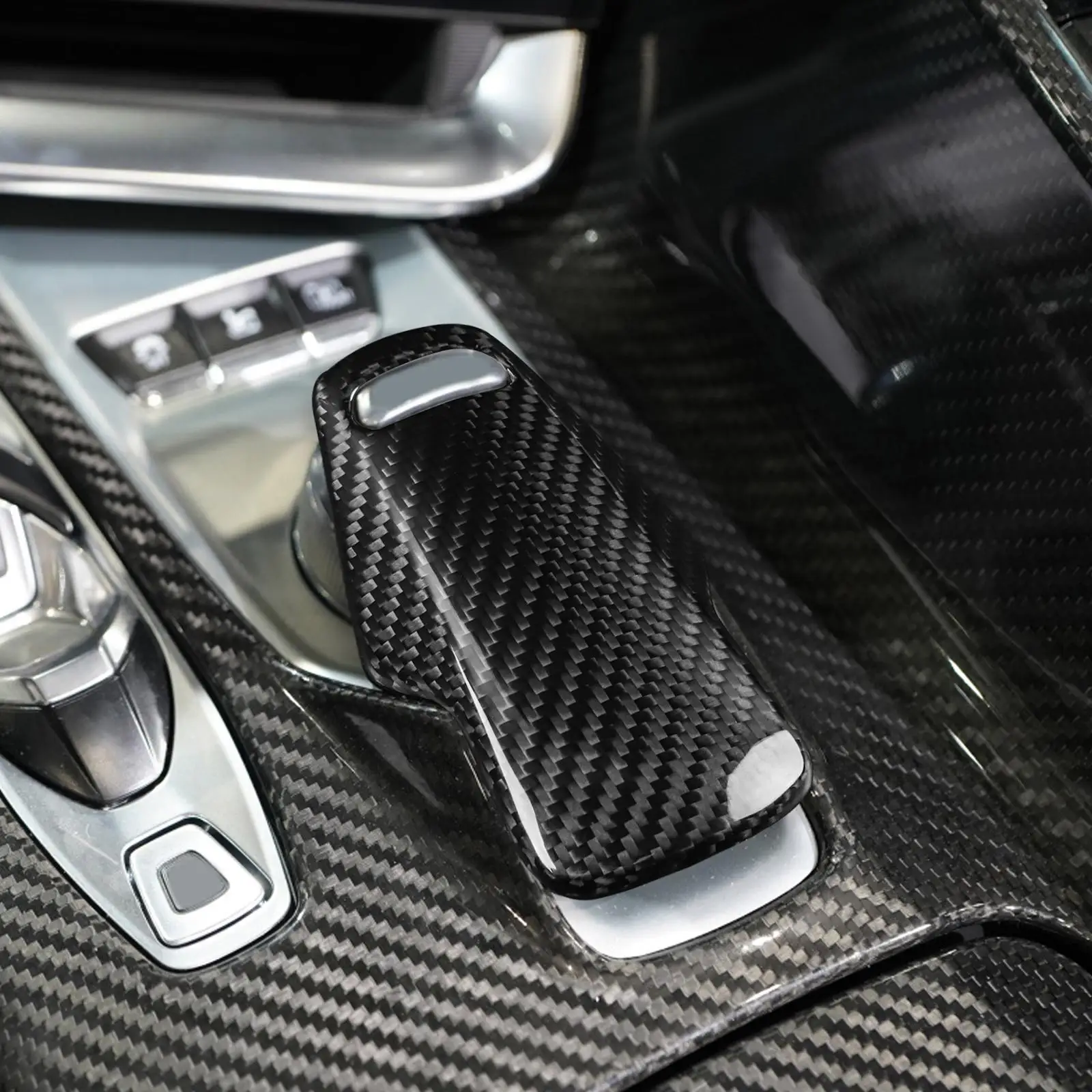 

Gear Shift Knob Shifter Lever Decor Cover Carbon Fiber for C8