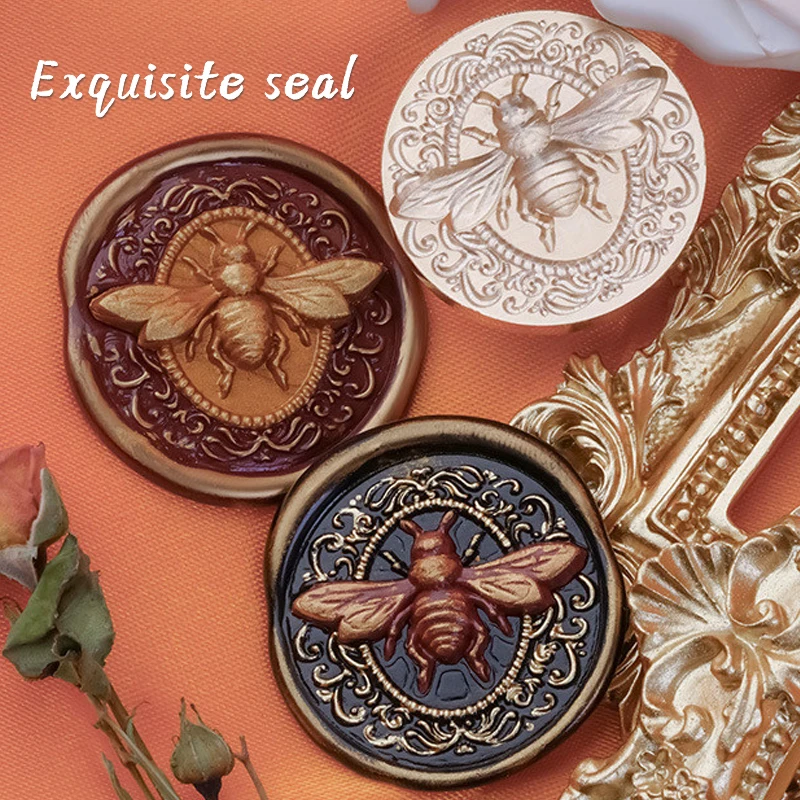 

3D Embossed Bee Embossed Wax Seal Stamp Rose Gingerbread Man Seal Wax Seal Head Hand Account Card Envelope Wedding Invitation