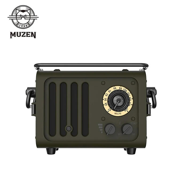 MUZEN портативный металлический Bluetooth-динамик радио WD101GN Ретро Дикий джип стиль