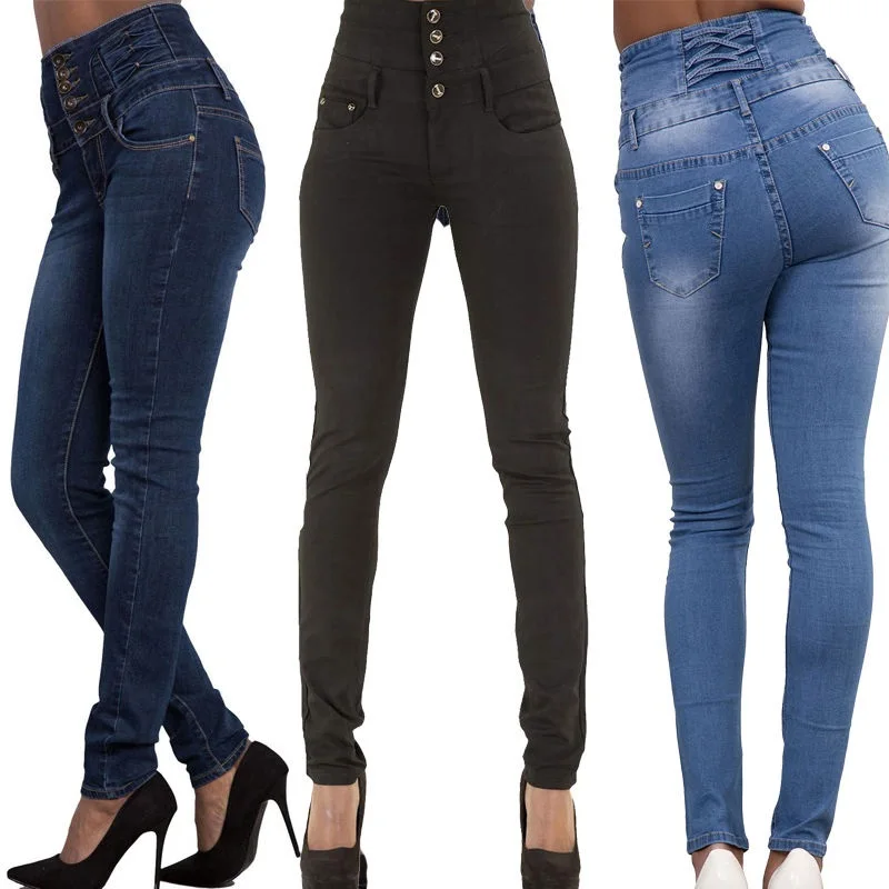 High Waist Pants Women 2021 New High Quality Classic Denim Pencil Pants Elastic Stretch Jeans Casual Skinny Trousers Female Pop