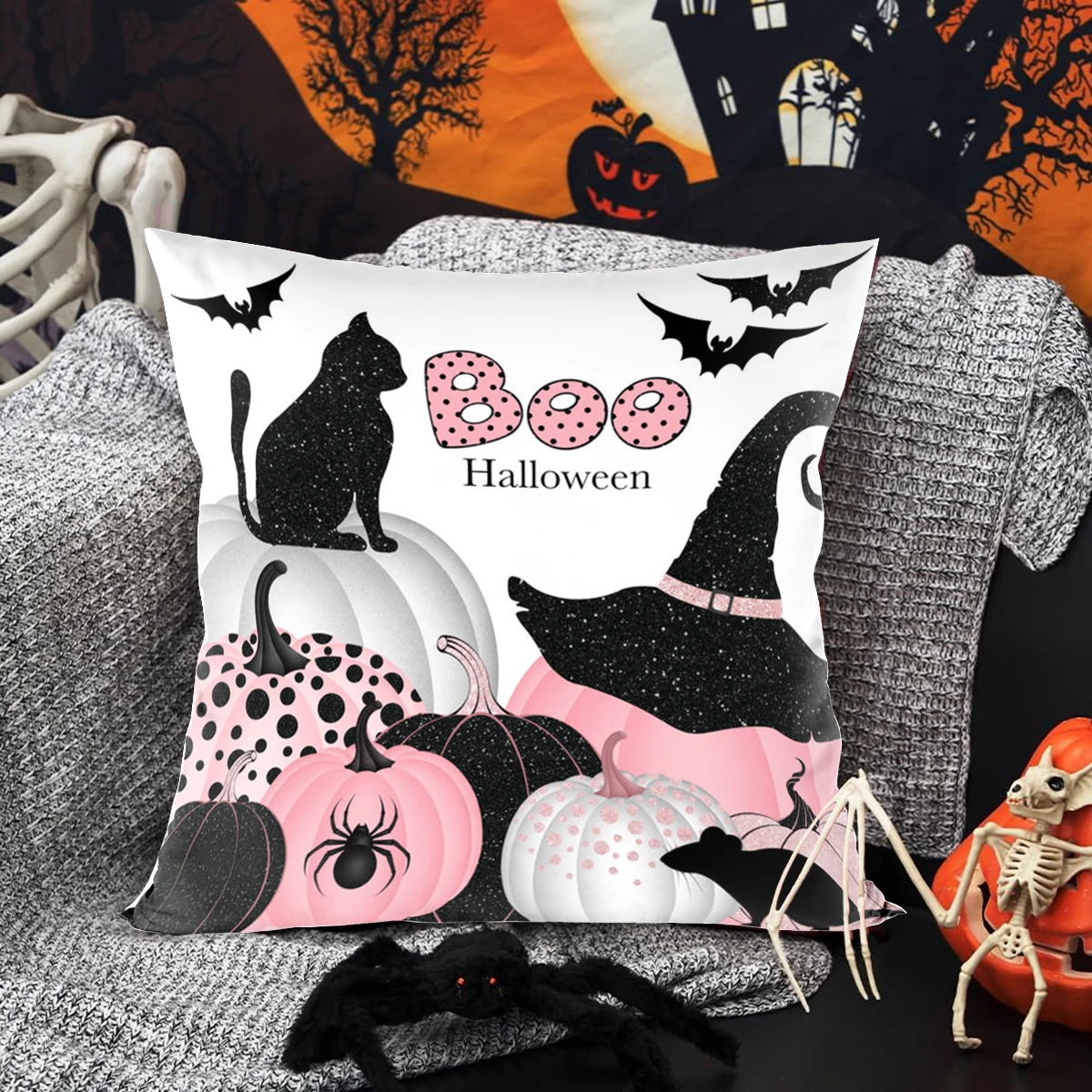 Чехол для подушки в виде тыквы или летучей мыши