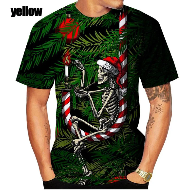 

Новинка, готический череп, модная Рождественская 3d проекция и женская универсальная одежда, повседневная футболка