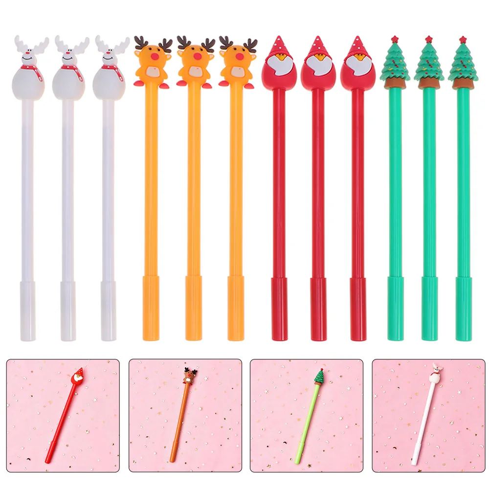 

12pcs Practical Writing Pens Christmas Themed Pens for Office School Home