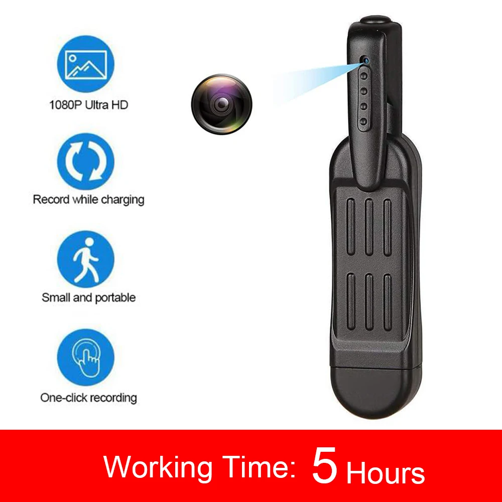 Wearable HD 1080P Mini Camera Video Recorder Pen Body Cam Law Enforcement Video Recorder Wireless Security Pocket Small Sport DV