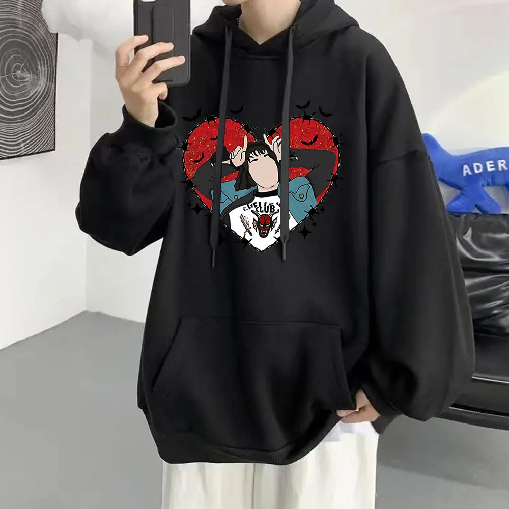 

Japanese Funny Stranger Things 4 Hoodie Eddie Munson Graphics Print Sweatshirts Men's Fashion Hoodies Oversize Streetwear Top