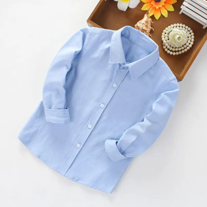 

2022 Spring Summer Baby Toddler Teenage Clothes School Uniform Boys Shirts Long Sleeve Turn-down Collar Kids Shirt for Boys G41
