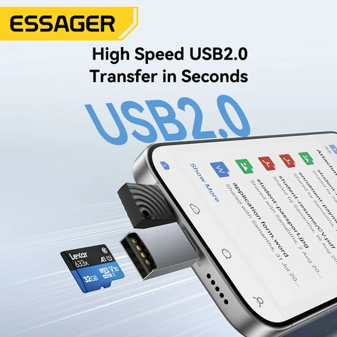 Essager 2 в 1 TF SD Card Reader Адаптер USB 2.0 для карт памяти Smart High Speed Card Reader Конвертер для ПК Аксессуары для ноутбуков