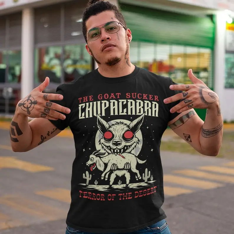 Футболка Chupacabra Terror Of The Desert — рубашка с криптозоологией футболка Goat Sucker подарок