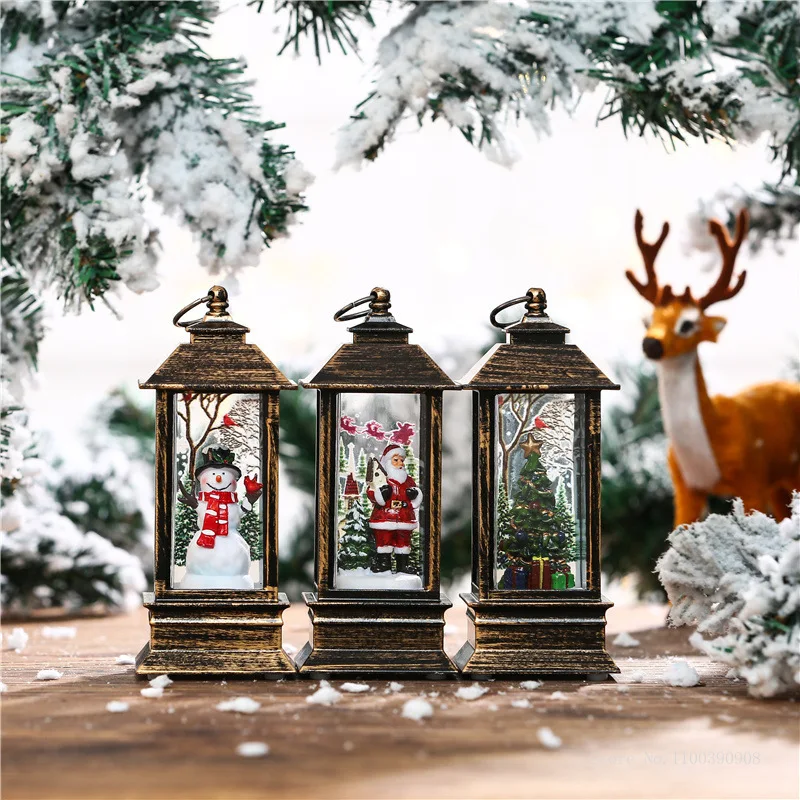 2022 Лучший подарок LED Рождественские кристальные огни Вращение блестки Xmas Маленький фонарик на батареях с держателем светодиодной свечи Декорация.