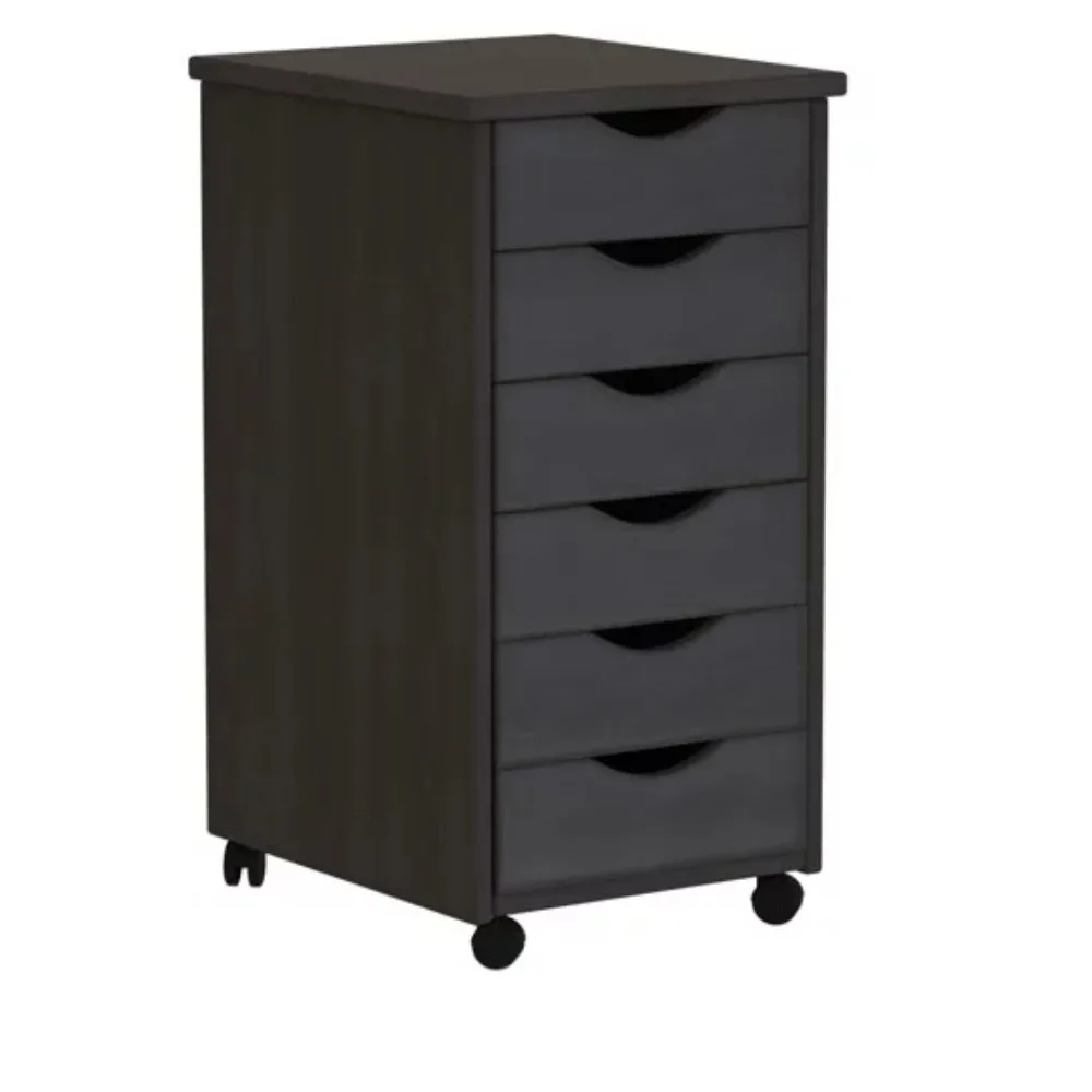 

Original Roll Cart, Solid Wood, 6 Drawer Roll Cart, Black