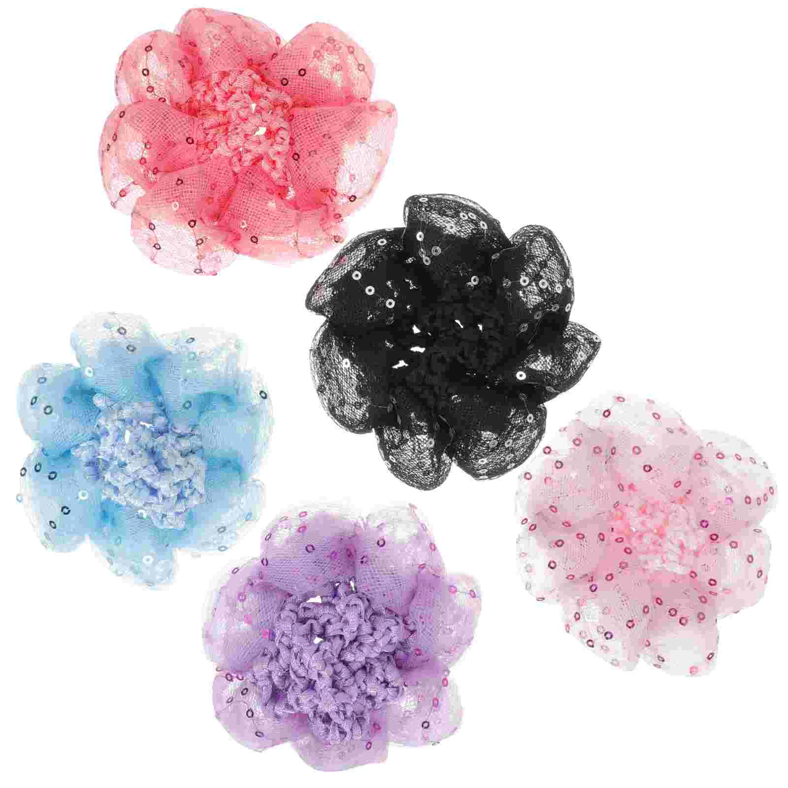 

5pcs Kids Elastic Hair Bun Covers Decorative Hair Nets Lovely Hair Accessories