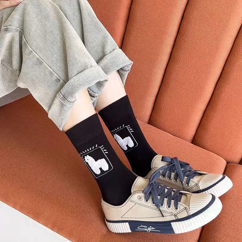 

Милые женские носки с героями мультфильмов, альпака, милые мягкие хлопковые носки с 3d-изображением животных, унисекс, хипстерские Спортивные Повседневные носки