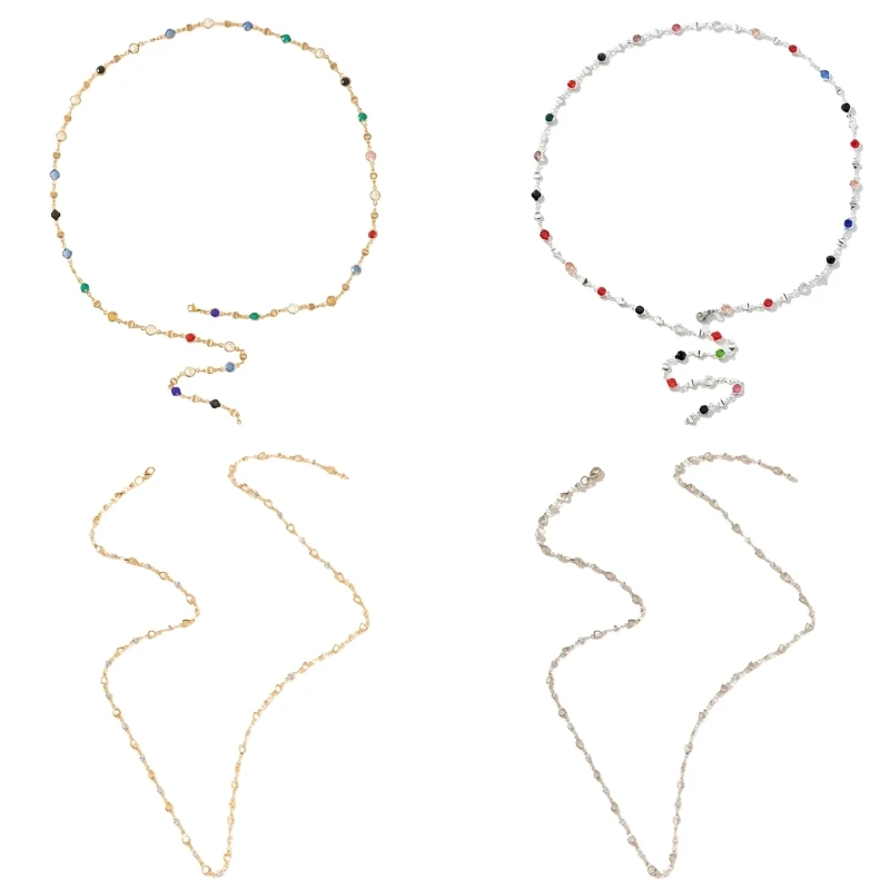 Ожерелье со стразами и длинной шейной цепочкой с кисточками кристаллами для