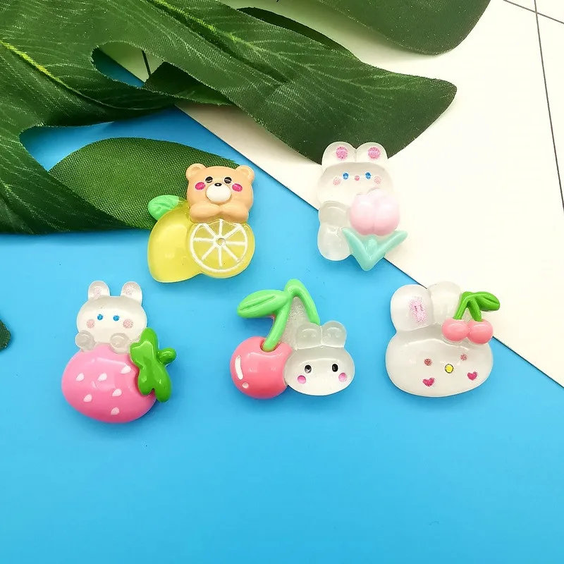 10 шт. кавайный мультяшный прозрачный кролик из смолы для самостоятельной сборки